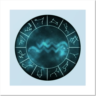 Aquarius Zodiac Symbol Posters and Art